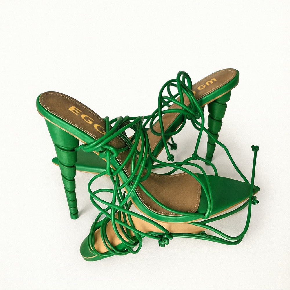 EGO Green Strappy Heels – Size 10